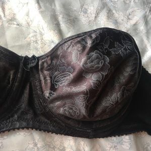 strapless black rose bra
